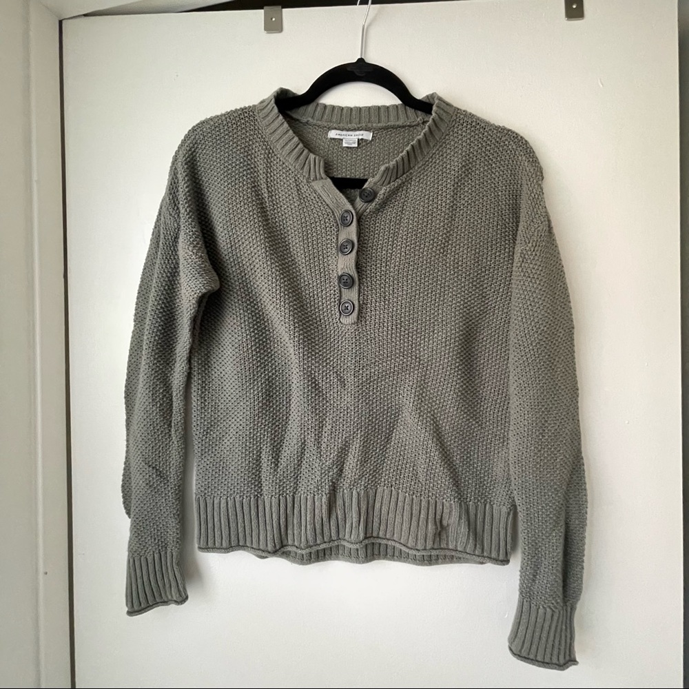 Olive Green Sweater w/ Buttons